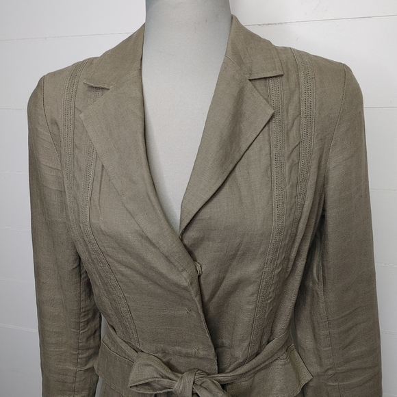100% linen khaki green jacket size S - Picture 4 of 16